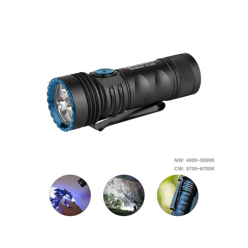 Olight Seeker 4 Mini with UV 1200 Lumen 120m Throw CW/NW EDC Flashlight