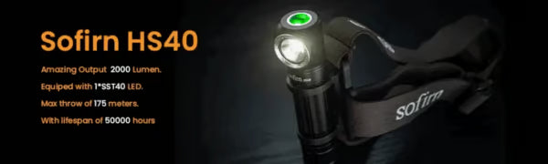Sofirn HS40 2000 Lumen 175m Throw Rechargeable Headlamp with 18650 Battery
