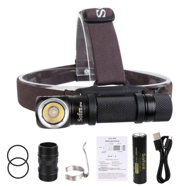 Sofirn SP40 1200 Lumen 136m Throw Rechargeable Headlamp with 18650 Battery