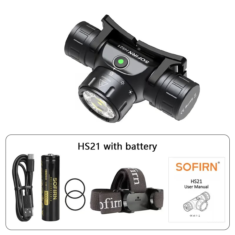 Sofirn HS21 2200 Lumen 230m Throw Rechargeable Headlamp with 18650 Battery