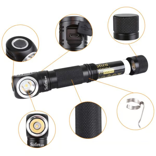 Sofirn SP40 1200 Lumen 136m Throw Rechargeable Headlamp with 18650 Battery