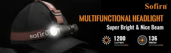 Sofirn SP40 1200 Lumen 136m Throw Rechargeable Headlamp with 18650 Battery