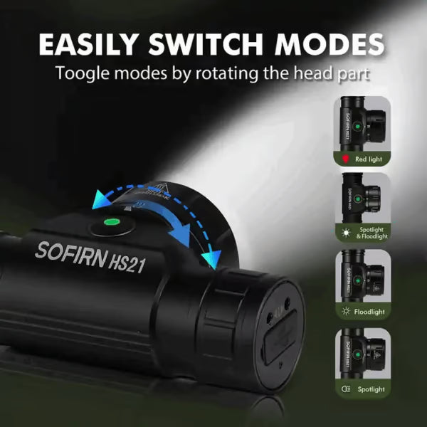 Sofirn HS21 2200 Lumen 230m Throw Rechargeable Headlamp with 18650 Battery